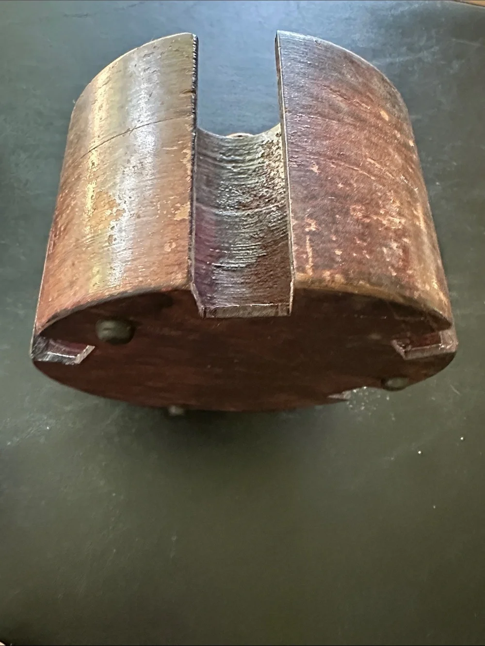 Vintage Dark Wood Caddy with Cardboard Poker Chips